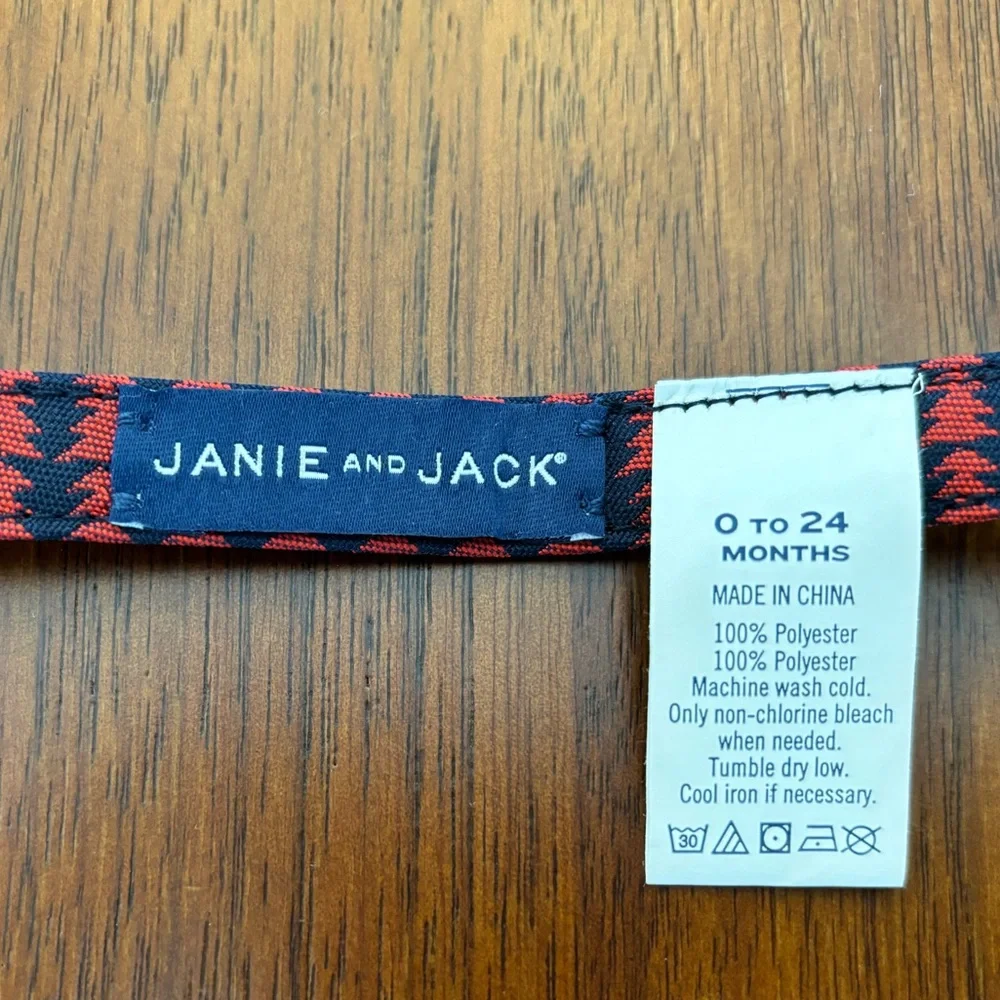 Janie and Jack red and blue Christmas tree print baby bow tie size 0-24M